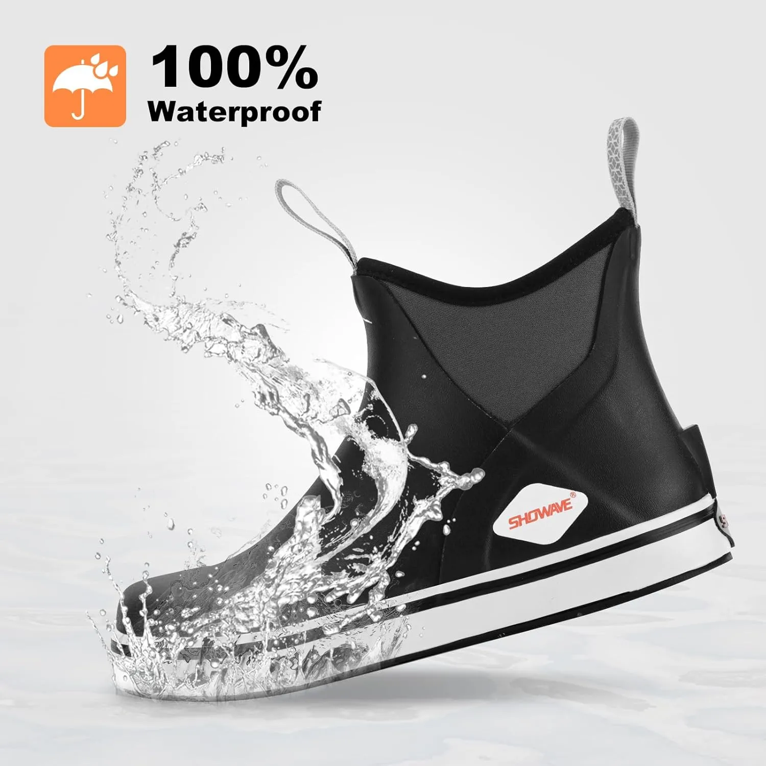 Showave Kid's Deck Boots Waterproof Ankle Rain Boots for Boys Girls Insulated Neoprene Rubber Boots Non-slip Child Rain Shoes