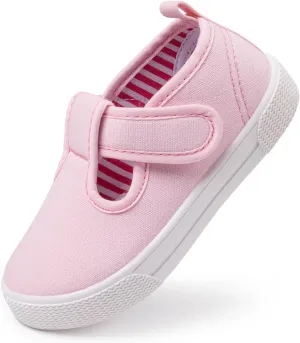 Sonsage Toddler Boys Girls Canvas Sneakers Soft Sole T-Strap Shoes Lightweight Comfy Classical Flats Non Skid Shoe for Little Kids