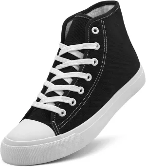 soofylia Womens High Top Canvas Sneakers,Unisex Fashion Lace-up Fuzzy Canvas Shoes,Casual Tennis Walking Shoes for Men