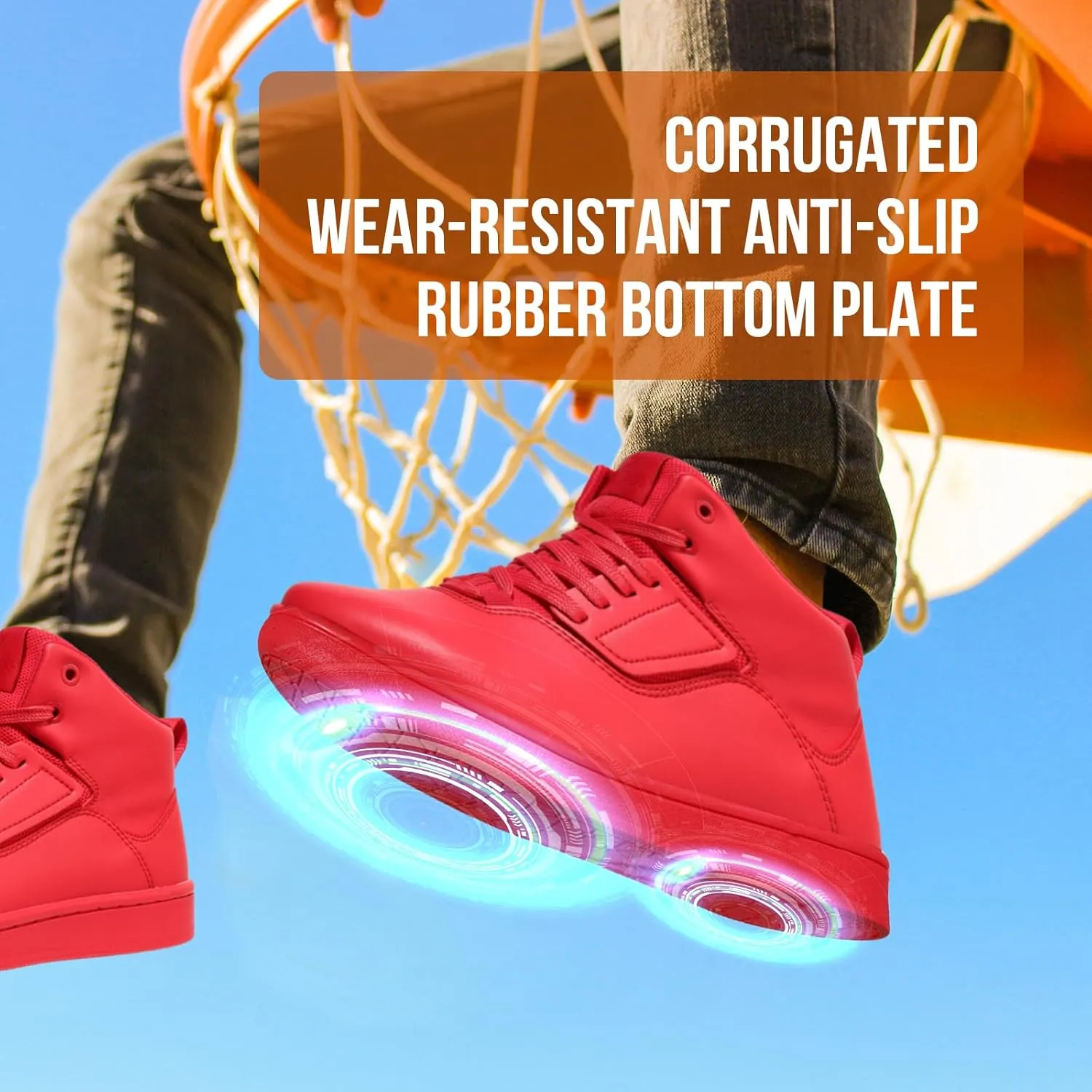 Soulsfeng Unisex Basketball Shoes Leather High Top Sneakers Comfortable Walking Skate Shoes