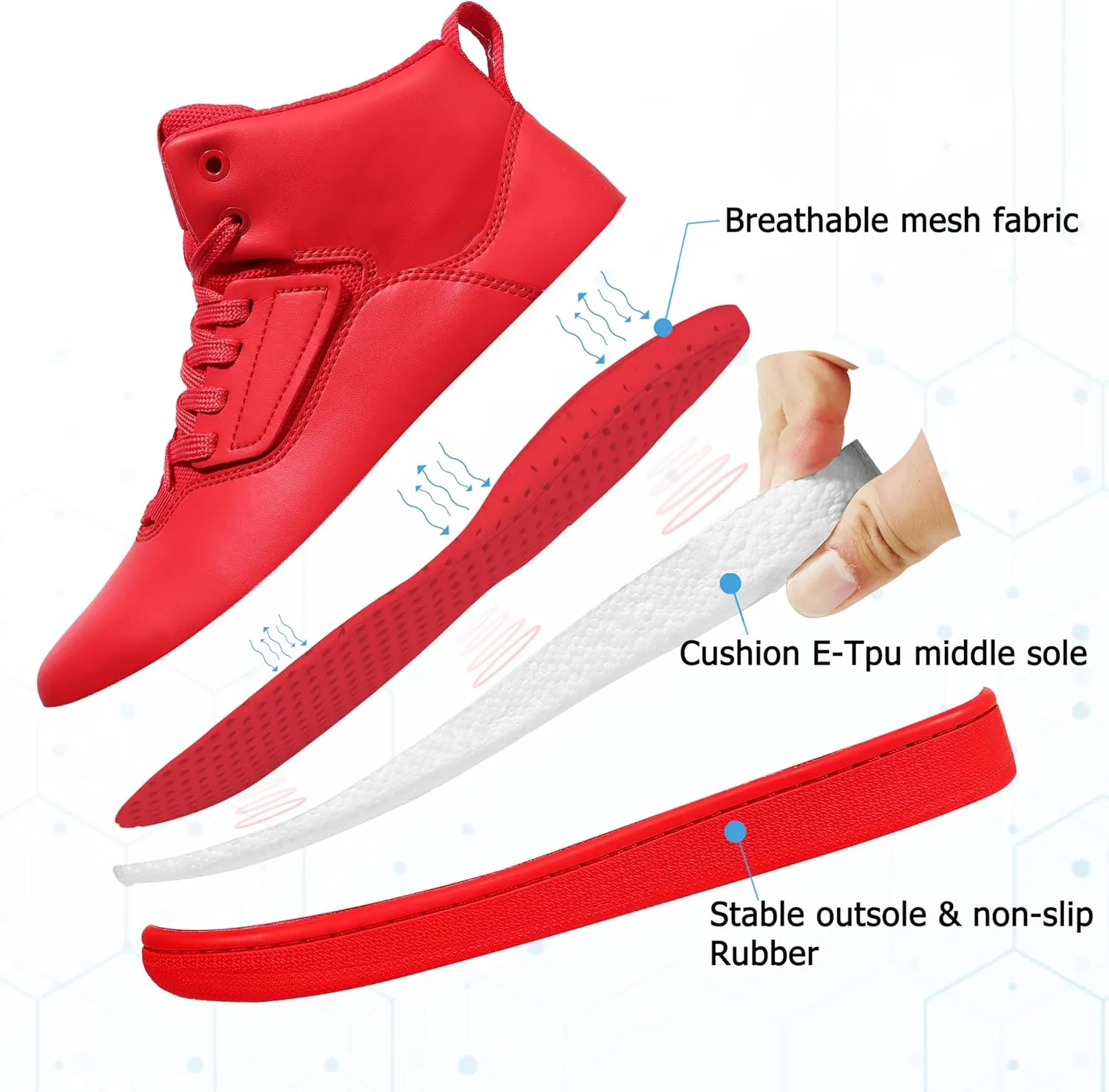 Soulsfeng Unisex Basketball Shoes Leather High Top Sneakers Comfortable Walking Skate Shoes