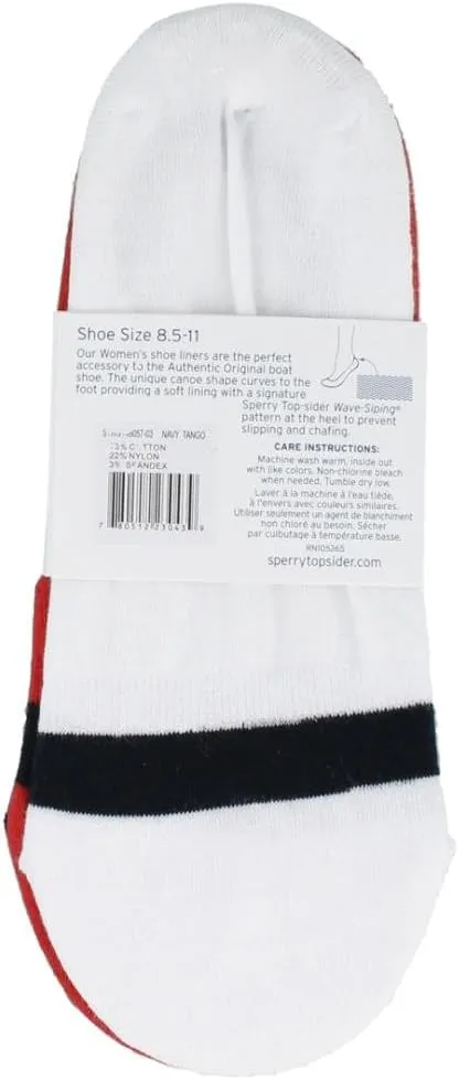 Sperry Women's Authentic Original Boat Shoe Liner Socks-3 Pair Pack-No Show Combed Cotton Comfort