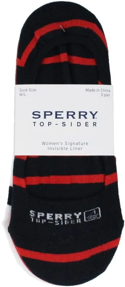 Sperry Women's Authentic Original Boat Shoe Liner Socks-3 Pair Pack-No Show Combed Cotton Comfort