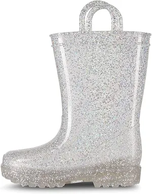 sporto Kids Boots Jazz Waterproof Slip-On Lined Glitter Rubber Rain Shoes Classic All-Weather