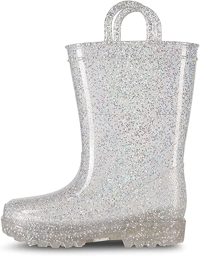 sporto Kids Boots Jazz Waterproof Slip-On Lined Glitter Rubber Rain Shoes Classic All-Weather