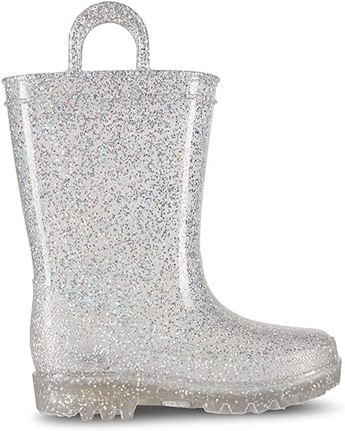 sporto Kids Boots Jazz Waterproof Slip-On Lined Glitter Rubber Rain Shoes Classic All-Weather