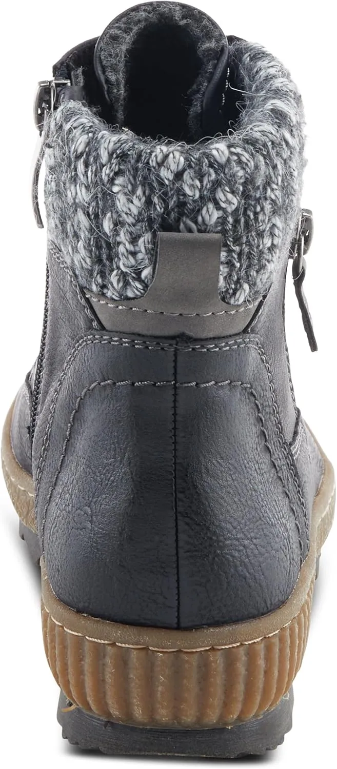 Spring Step Relife Karlene Waterproof Ankle Boots for Women | Shoes for Women with Sweater Top, Decorative Zipper and Cozy Sherpa Lining