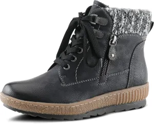Spring Step Relife Karlene Waterproof Ankle Boots for Women | Shoes for Women with Sweater Top, Decorative Zipper and Cozy Sherpa Lining