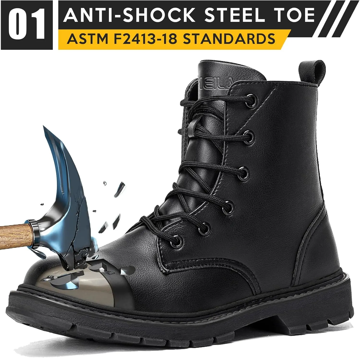 Steel Toe Boots for Women Men, Waterproof Lightweight Safety Work Boots Durability Composite toe Construction Shoes with 6"