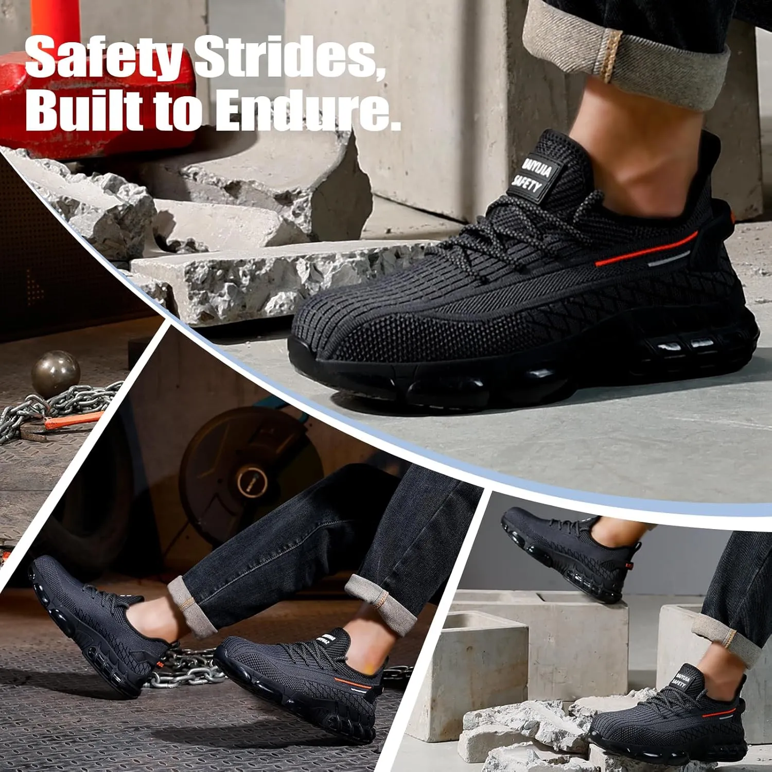 Steel Toe Shoes for Men Lightweight Work Shoes Construction Industrial Work Tennis Shoes Safety Shoes Comfortable Steel Toe Sneakers for Men Women