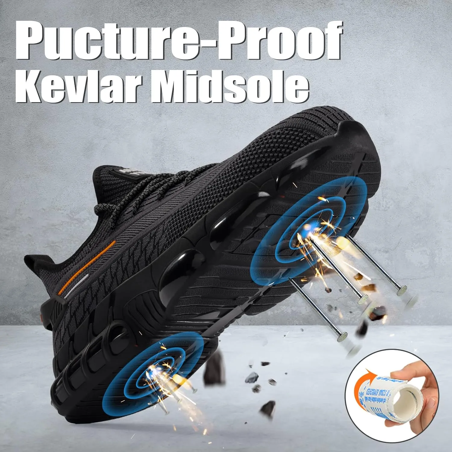 Steel Toe Shoes for Men Lightweight Work Shoes Construction Industrial Work Tennis Shoes Safety Shoes Comfortable Steel Toe Sneakers for Men Women
