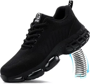 Steel Toe Shoes for Men Lightweight Work Shoes Safety Shoes Air Cushioned Steel Toe Sneakers Indestructible Steel Tennis Toe Shoes Construction Industrial Work Safety Sneakers