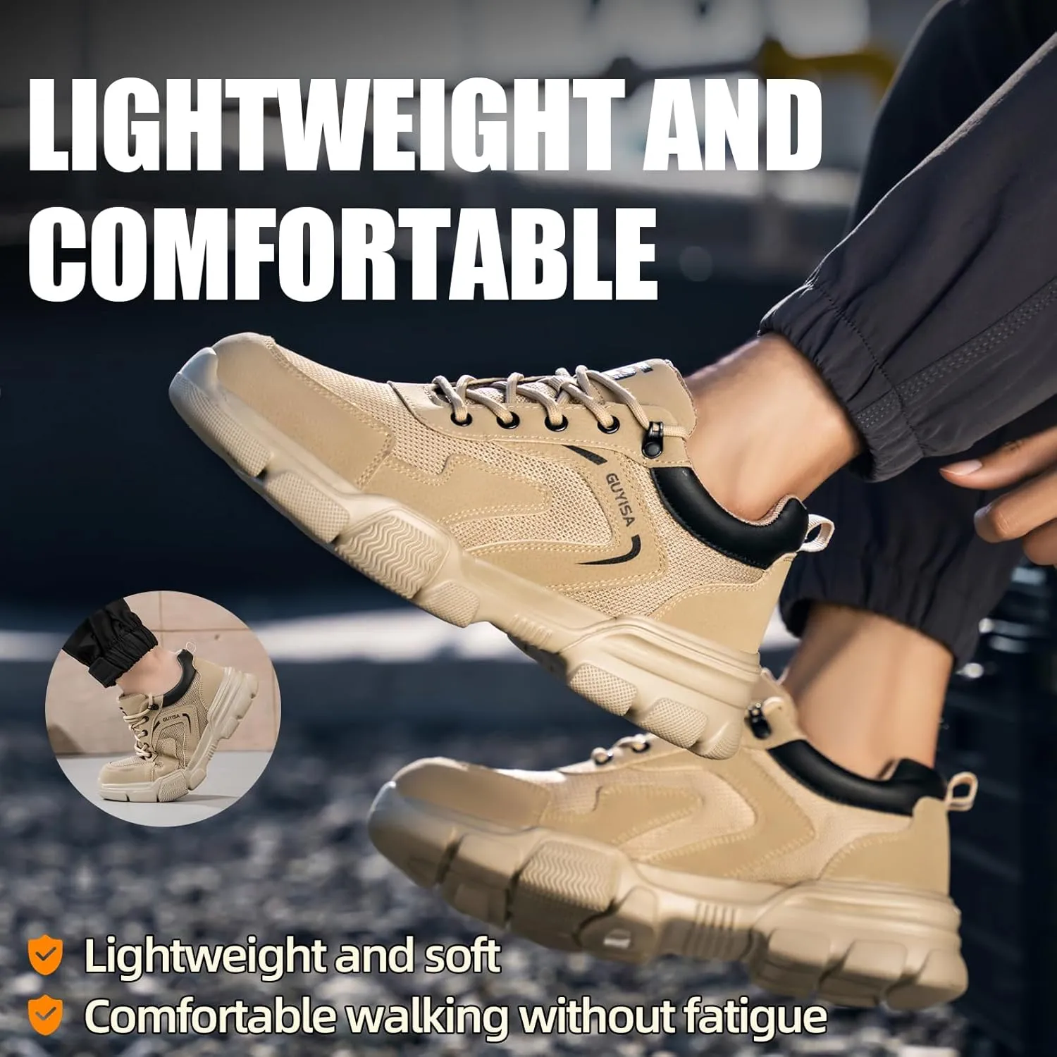 Steel Toe Shoes for Men Women Lightweight Work Shoes Mens Indestructible Safety Sneakers Puncture Proof Construction Shoe Composite Toe Sneakers