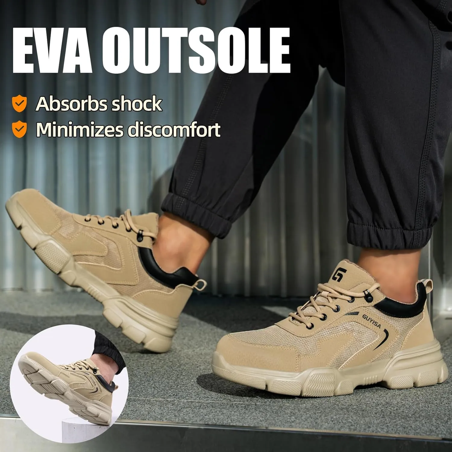 Steel Toe Shoes for Men Women Lightweight Work Shoes Mens Indestructible Safety Sneakers Puncture Proof Construction Shoe Composite Toe Sneakers