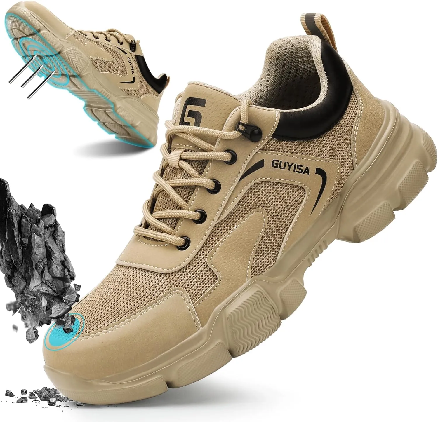 Steel Toe Shoes for Men Women Lightweight Work Shoes Mens Indestructible Safety Sneakers Puncture Proof Construction Shoe Composite Toe Sneakers