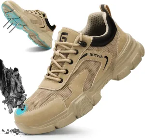 Steel Toe Shoes for Men Women Lightweight Work Shoes Mens Indestructible Safety Sneakers Puncture Proof Construction Shoe Composite Toe Sneakers