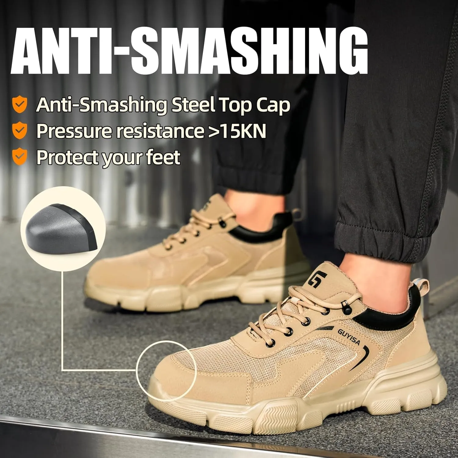 Steel Toe Shoes for Men Women Lightweight Work Shoes Mens Indestructible Safety Sneakers Puncture Proof Construction Shoe Composite Toe Sneakers