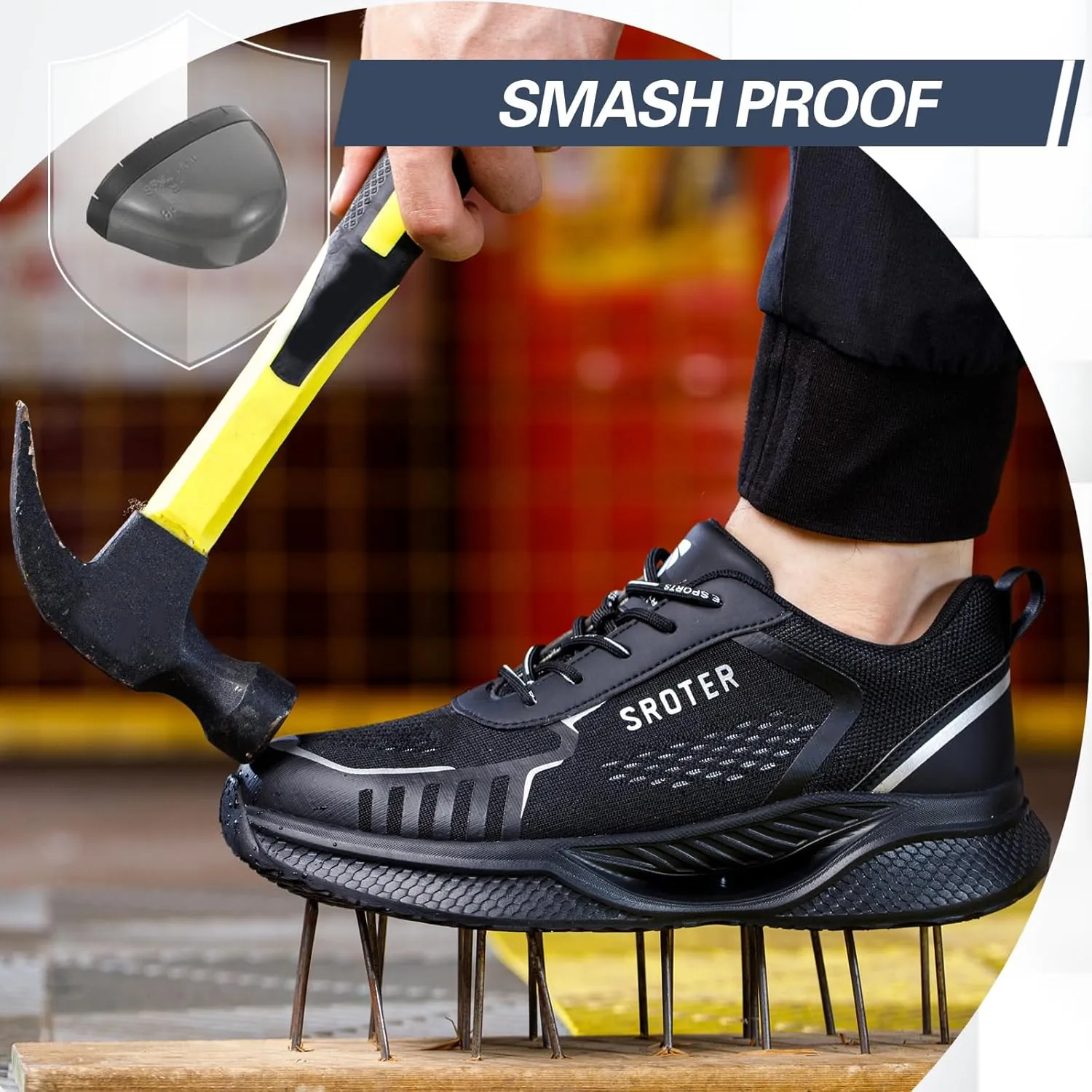 Steel Toe Shoes for Men Women Non Slip Safety Work Shoes Lightweight Composite Toe Shoes Puncture Proof Steel Toe Sneakers Safety Shoes Indestructible Construction Work Sneakers