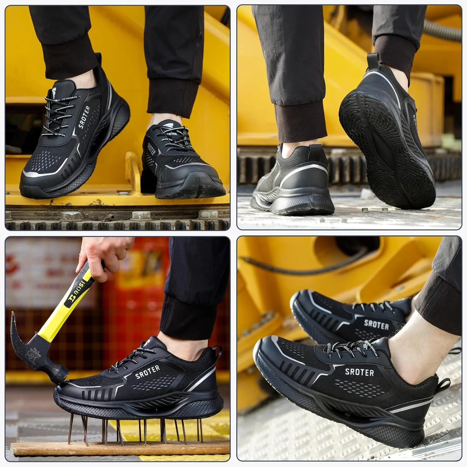 Steel Toe Shoes for Men Women Non Slip Safety Work Shoes Lightweight Composite Toe Shoes Puncture Proof Steel Toe Sneakers Safety Shoes Indestructible Construction Work Sneakers