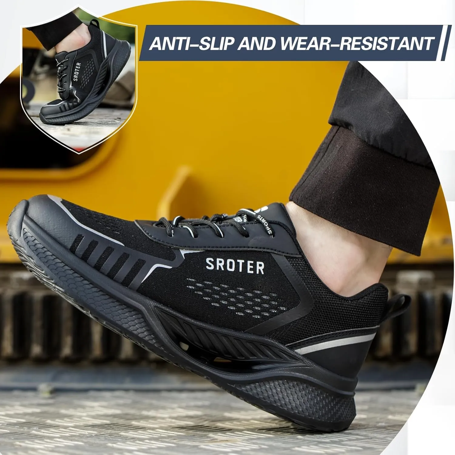 Steel Toe Shoes for Men Women Non Slip Safety Work Shoes Lightweight Composite Toe Shoes Puncture Proof Steel Toe Sneakers Safety Shoes Indestructible Construction Work Sneakers