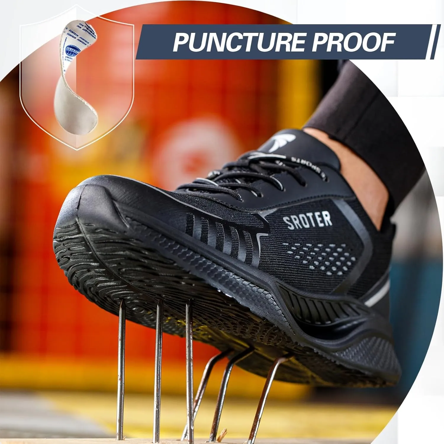 Steel Toe Shoes for Men Women Non Slip Safety Work Shoes Lightweight Composite Toe Shoes Puncture Proof Steel Toe Sneakers Safety Shoes Indestructible Construction Work Sneakers
