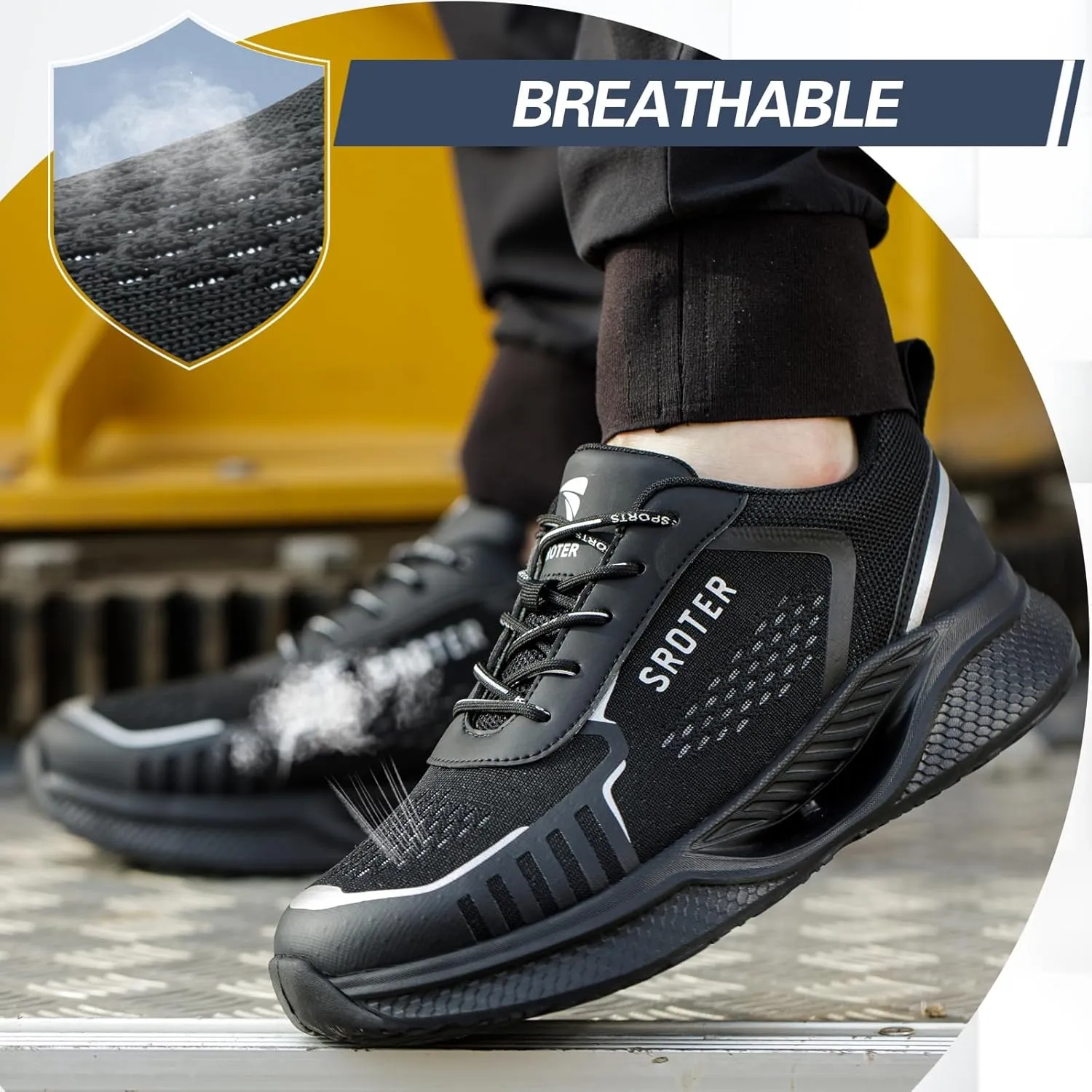 Steel Toe Shoes for Men Women Non Slip Safety Work Shoes Lightweight Composite Toe Shoes Puncture Proof Steel Toe Sneakers Safety Shoes Indestructible Construction Work Sneakers