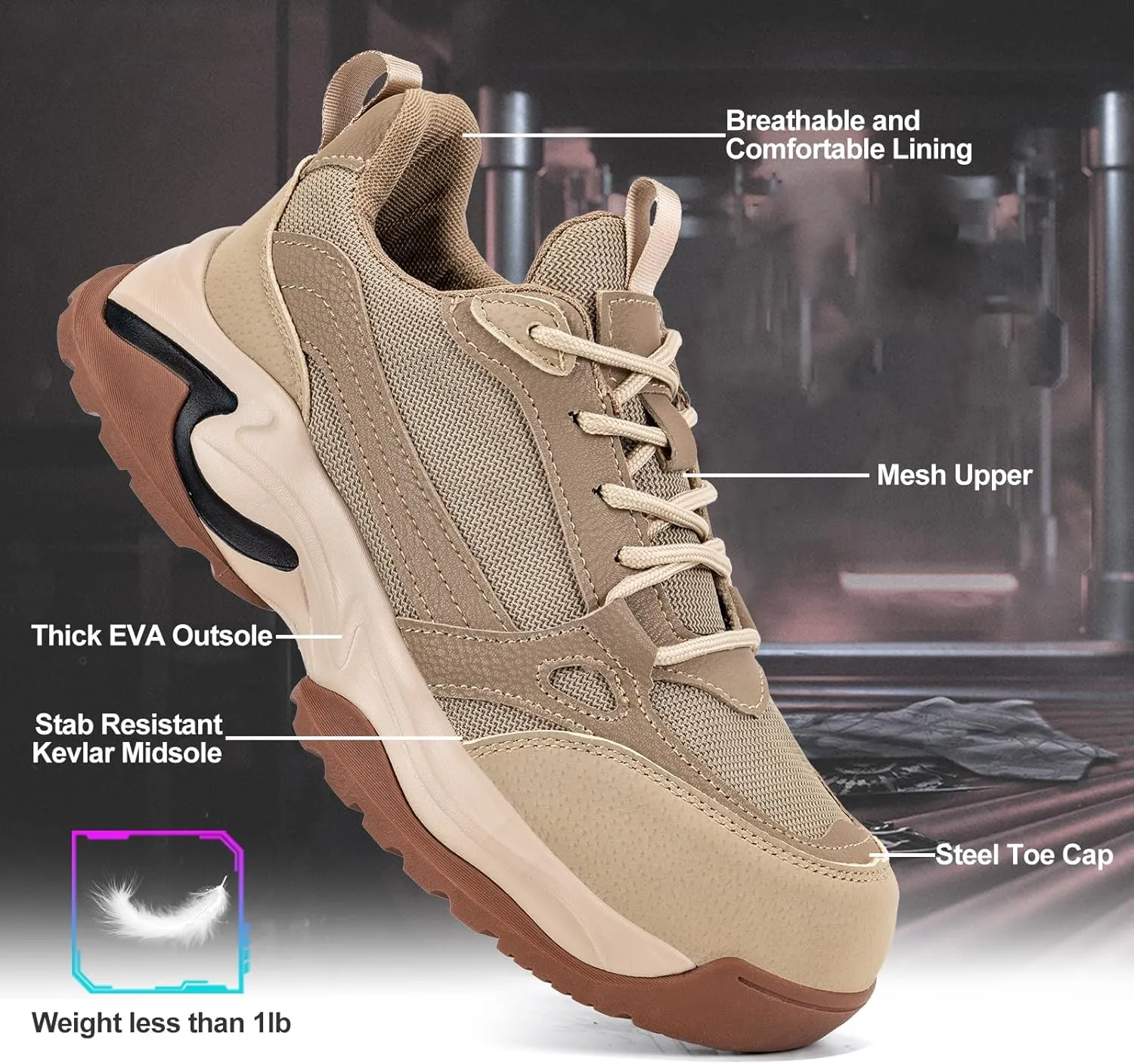Steel Toe Shoes for Women Men Wide Non Slip Composite Work Sneakers Indestructible Comfortable Safety Tennis Shoes Lightweight Breathable Construction Sneakers Puncture Proof Ergonomic Design