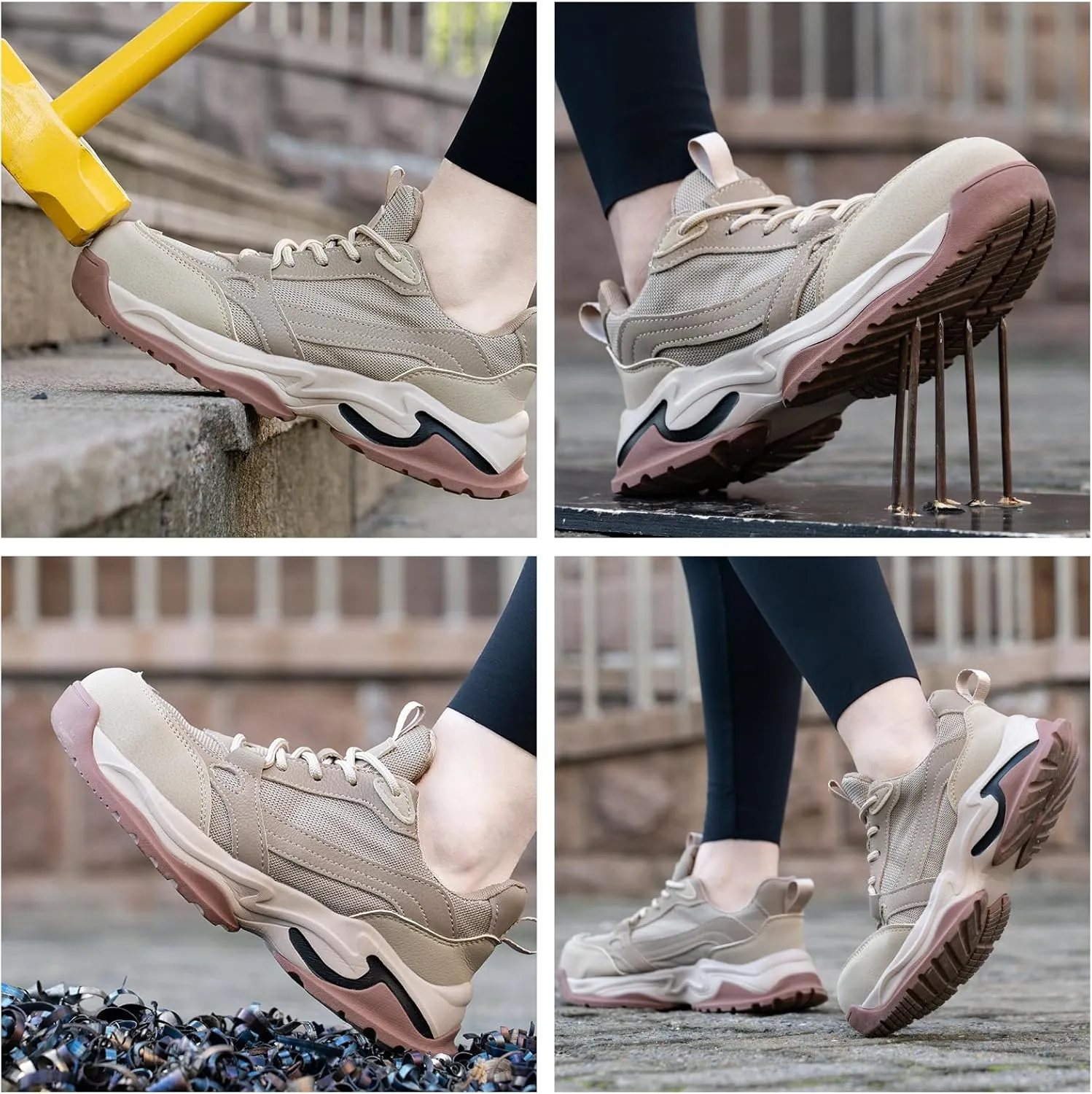 Steel Toe Shoes for Women Men Wide Non Slip Composite Work Sneakers Indestructible Comfortable Safety Tennis Shoes Lightweight Breathable Construction Sneakers Puncture Proof Ergonomic Design