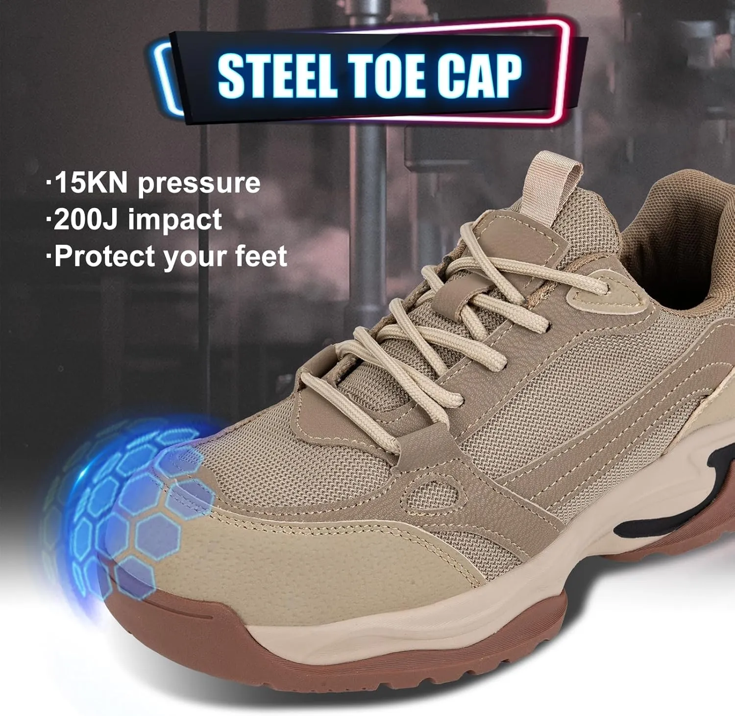Steel Toe Shoes for Women Men Wide Non Slip Composite Work Sneakers Indestructible Comfortable Safety Tennis Shoes Lightweight Breathable Construction Sneakers Puncture Proof Ergonomic Design