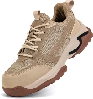 Steel Toe Shoes for Women Men Wide Non Slip Composite Work Sneakers Indestructible Comfortable Safety Tennis Shoes Lightweight Breathable Construction Sneakers Puncture Proof Ergonomic Design