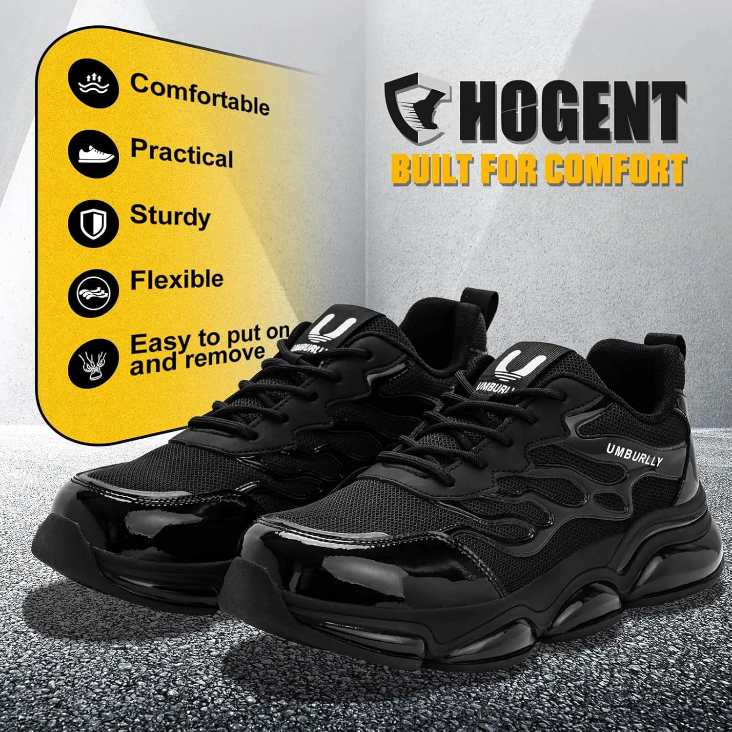 Steel Toe Shoes for Women Men Wide Non Slip Composite Work Sneakers Indestructible Comfortable Safety Tennis Shoes Lightweight Breathable Construction Sneakers Puncture Proof Ergonomic Design
