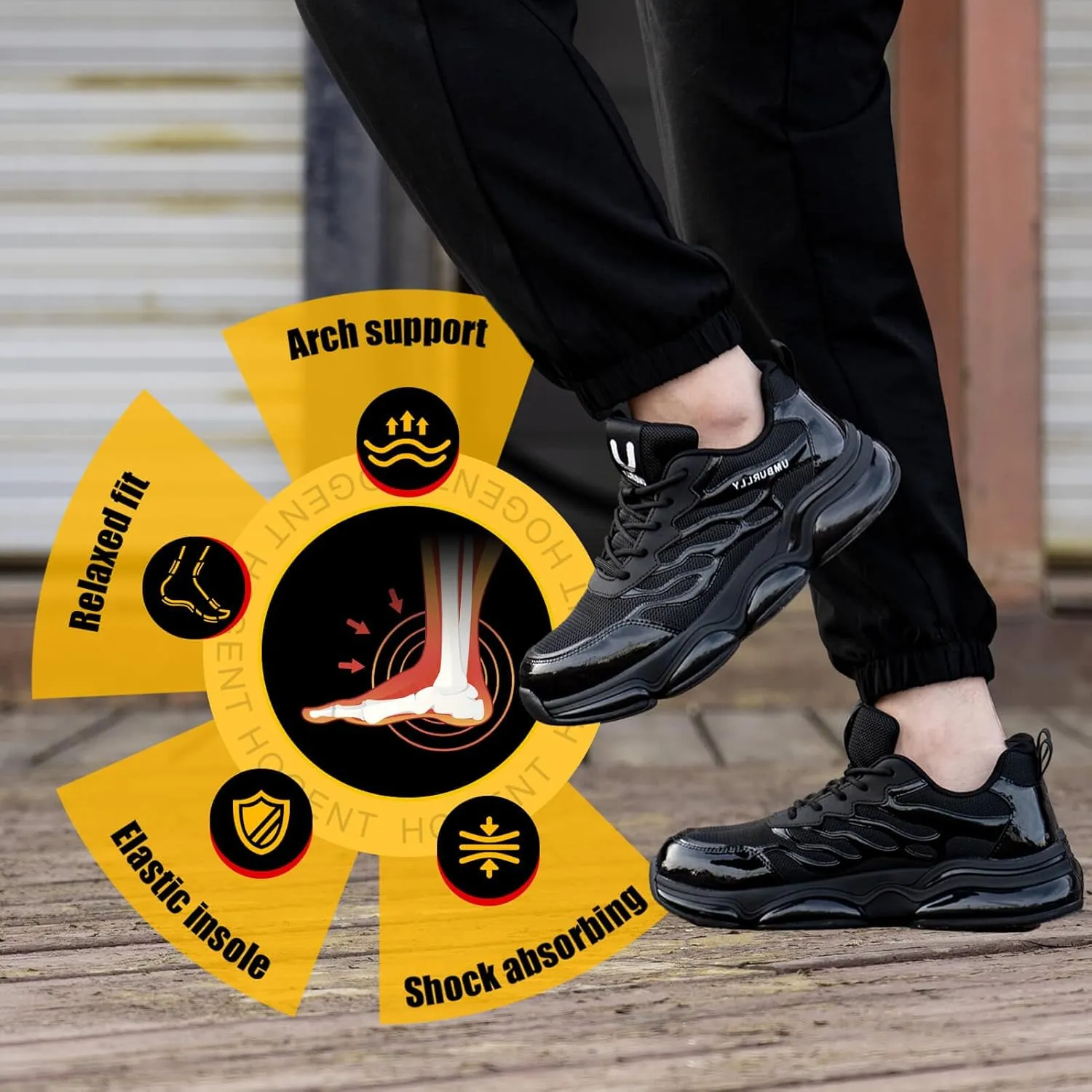 Steel Toe Shoes for Women Men Wide Non Slip Composite Work Sneakers Indestructible Comfortable Safety Tennis Shoes Lightweight Breathable Construction Sneakers Puncture Proof Ergonomic Design