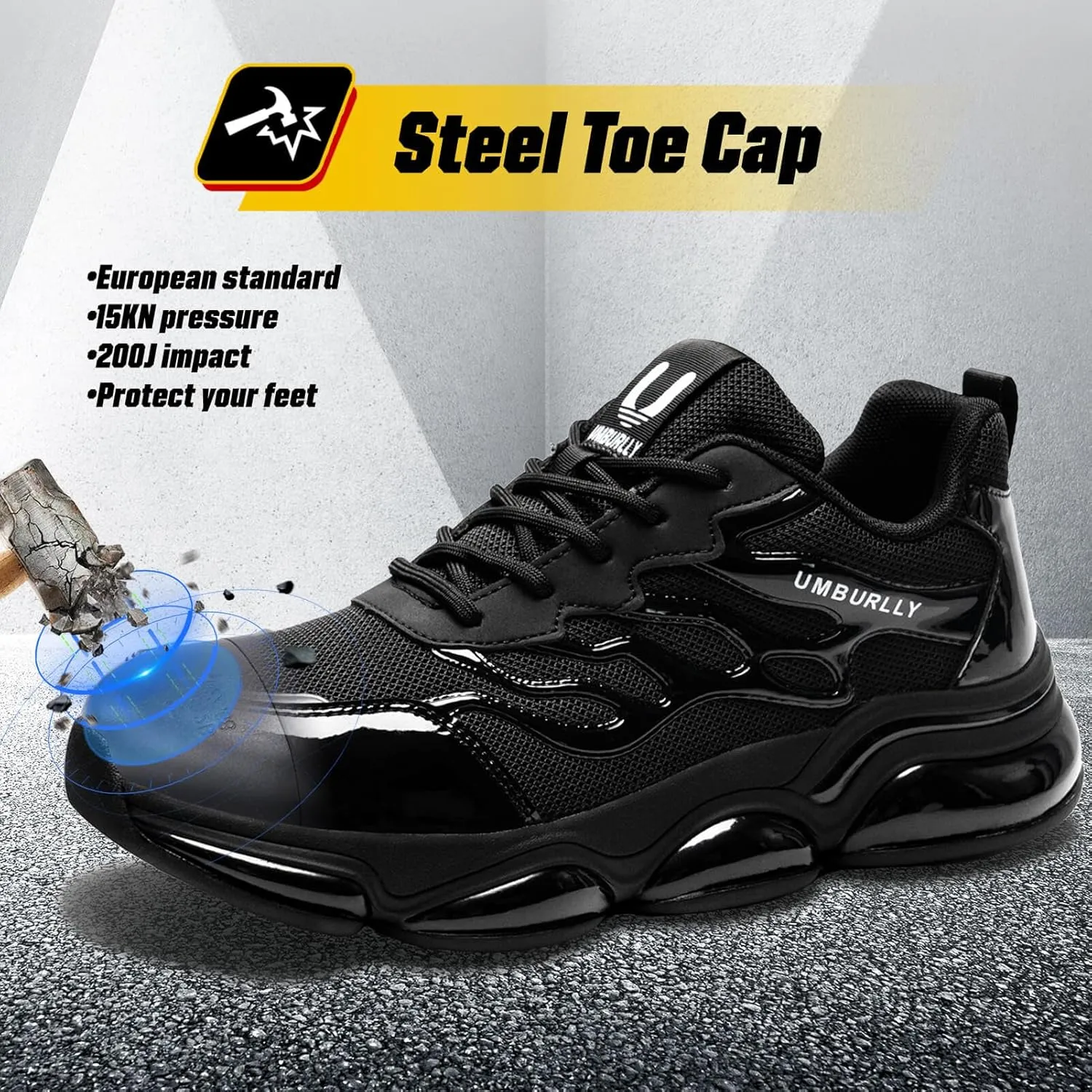 Steel Toe Shoes for Women Men Wide Non Slip Composite Work Sneakers Indestructible Comfortable Safety Tennis Shoes Lightweight Breathable Construction Sneakers Puncture Proof Ergonomic Design