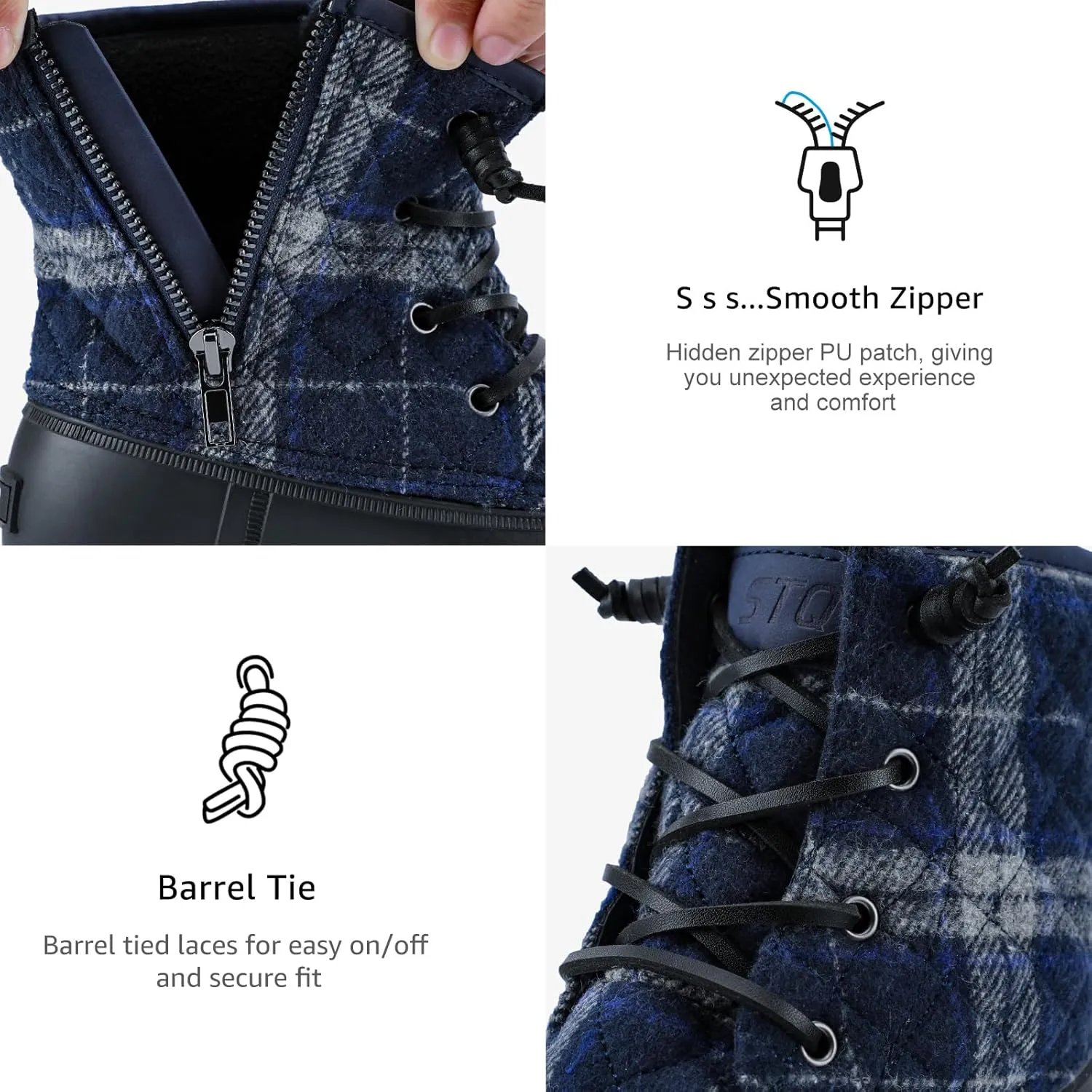 STQ Duck Boots for Women Waterproof Winter Boots Quilted Snow Boots