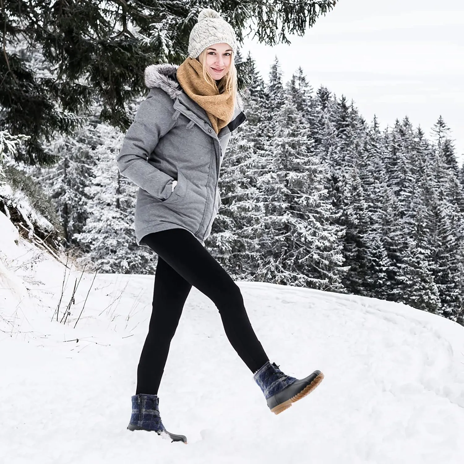 STQ Duck Boots for Women Waterproof Winter Boots Quilted Snow Boots
