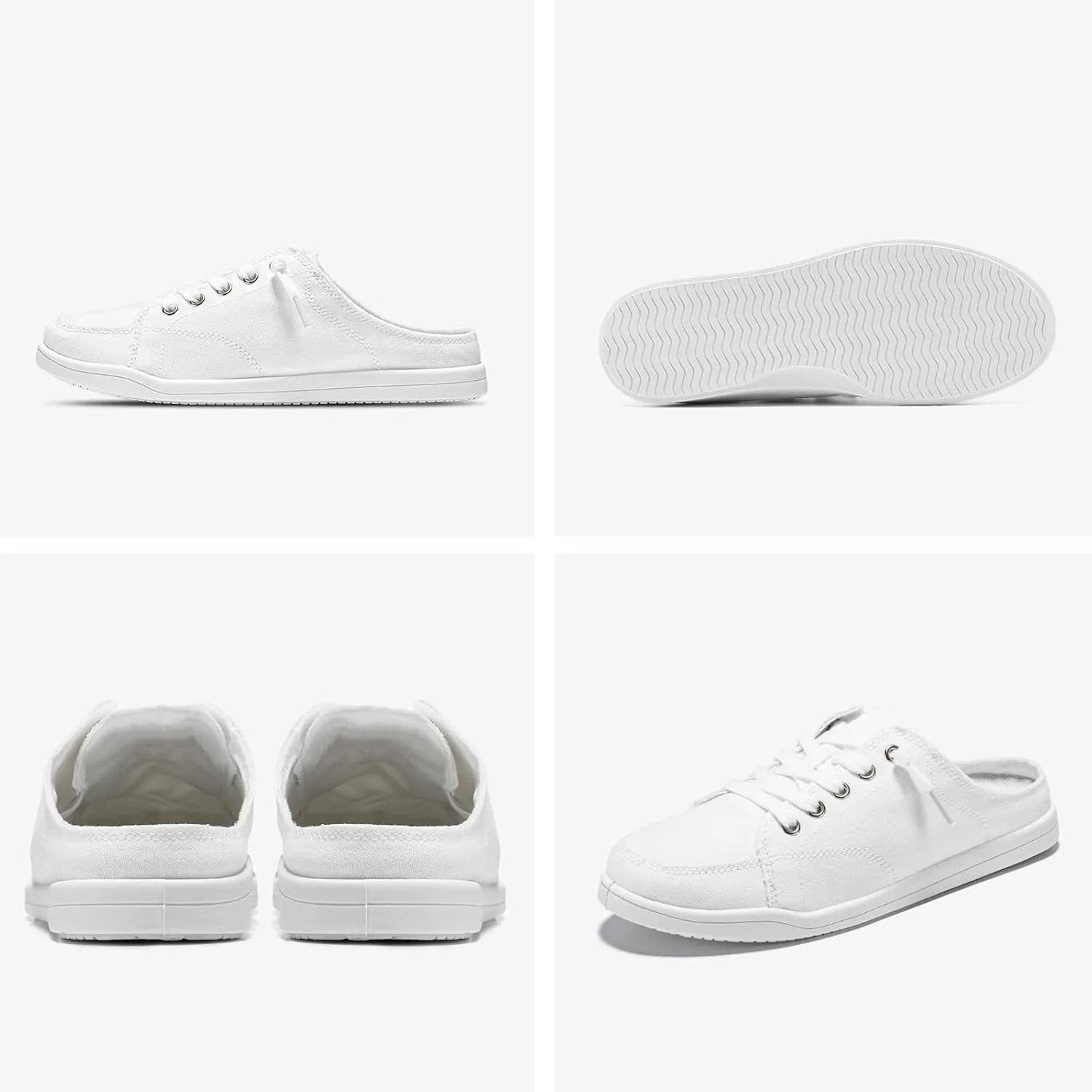 STQ White Slip On Shoes for Women Memory Foam Fashion Sneakers Cute Casual Canvas Mules, Vanilla White Size 8