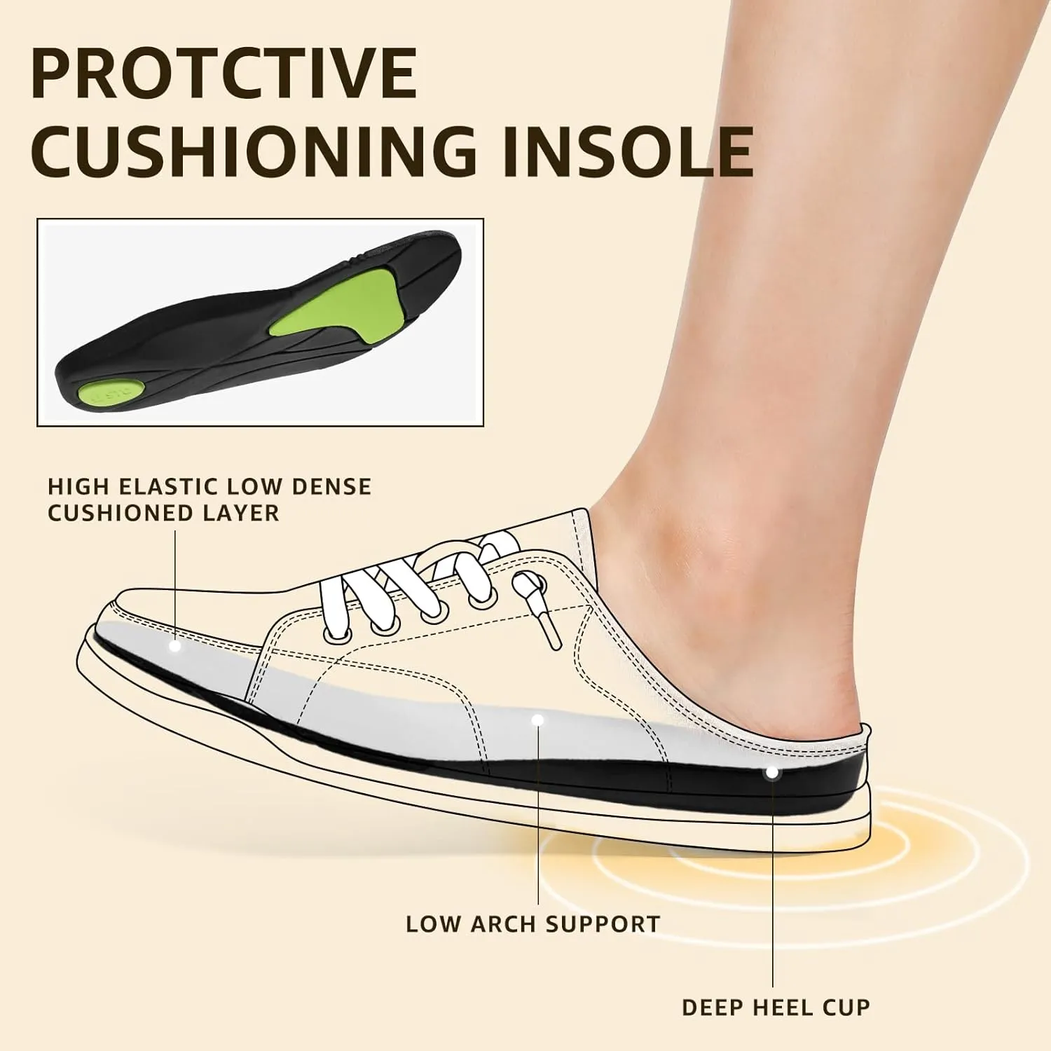 STQ White Slip On Shoes for Women Memory Foam Fashion Sneakers Cute Casual Canvas Mules, Vanilla White Size 8