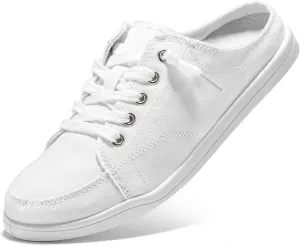 STQ White Slip On Shoes for Women Memory Foam Fashion Sneakers Cute Casual Canvas Mules, Vanilla White Size 8