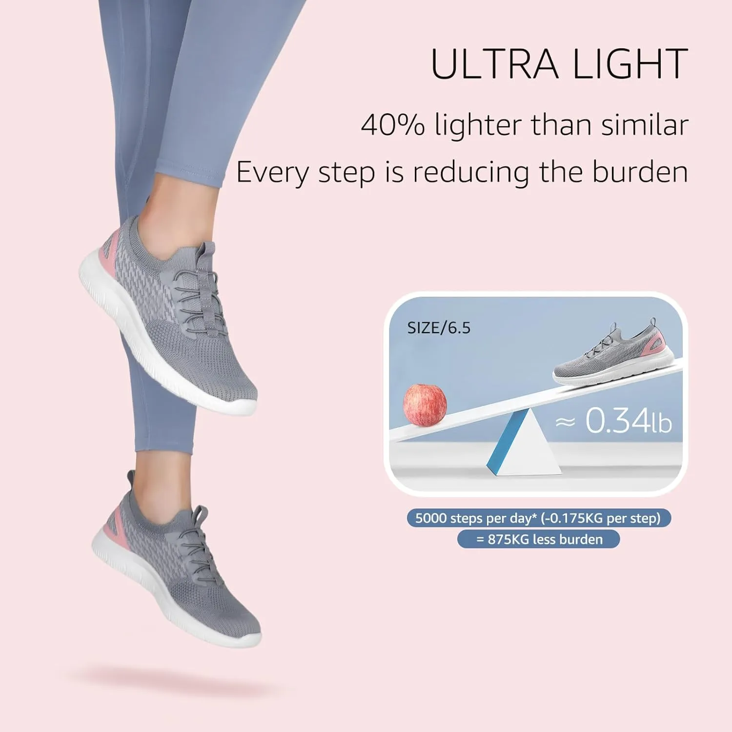 STQ Women Walking Shoes with Arch Support Comfort Lightweight Slip on Sneakers