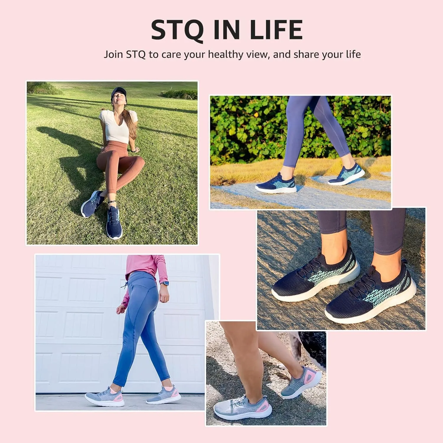 STQ Women Walking Shoes with Arch Support Comfort Lightweight Slip on Sneakers