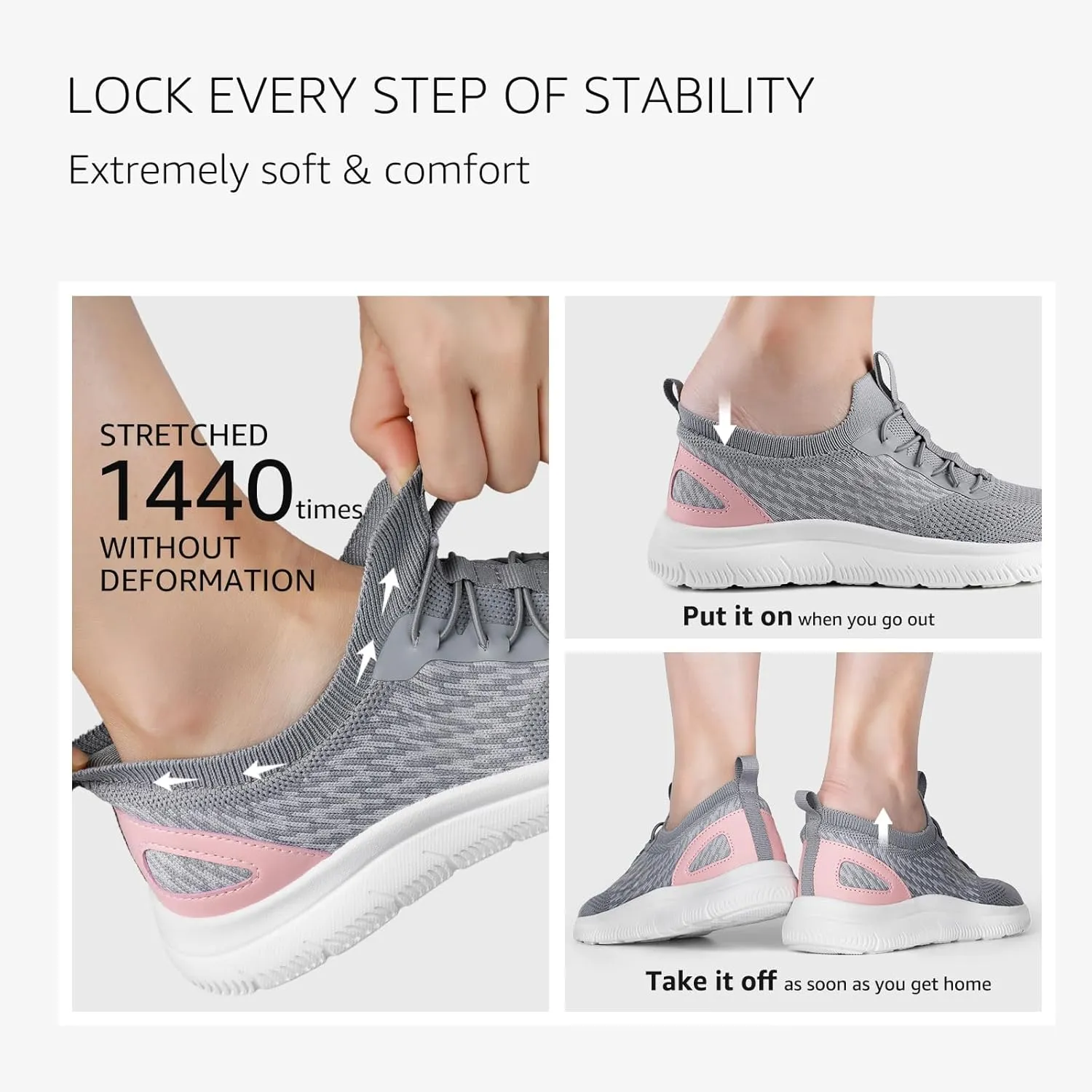 STQ Women Walking Shoes with Arch Support Comfort Lightweight Slip on Sneakers