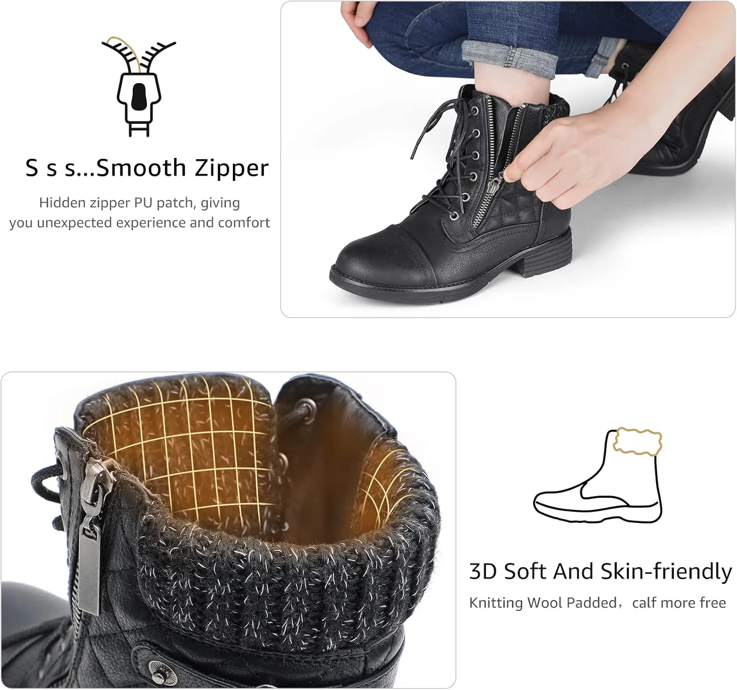 STQ Women's Combat Boots Lace up Ankle Booties