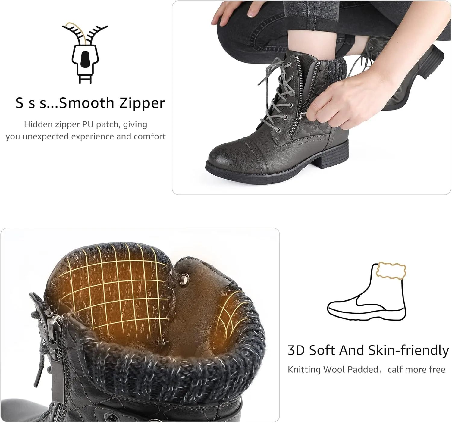 STQ Women's Combat Boots Lace up Ankle Booties