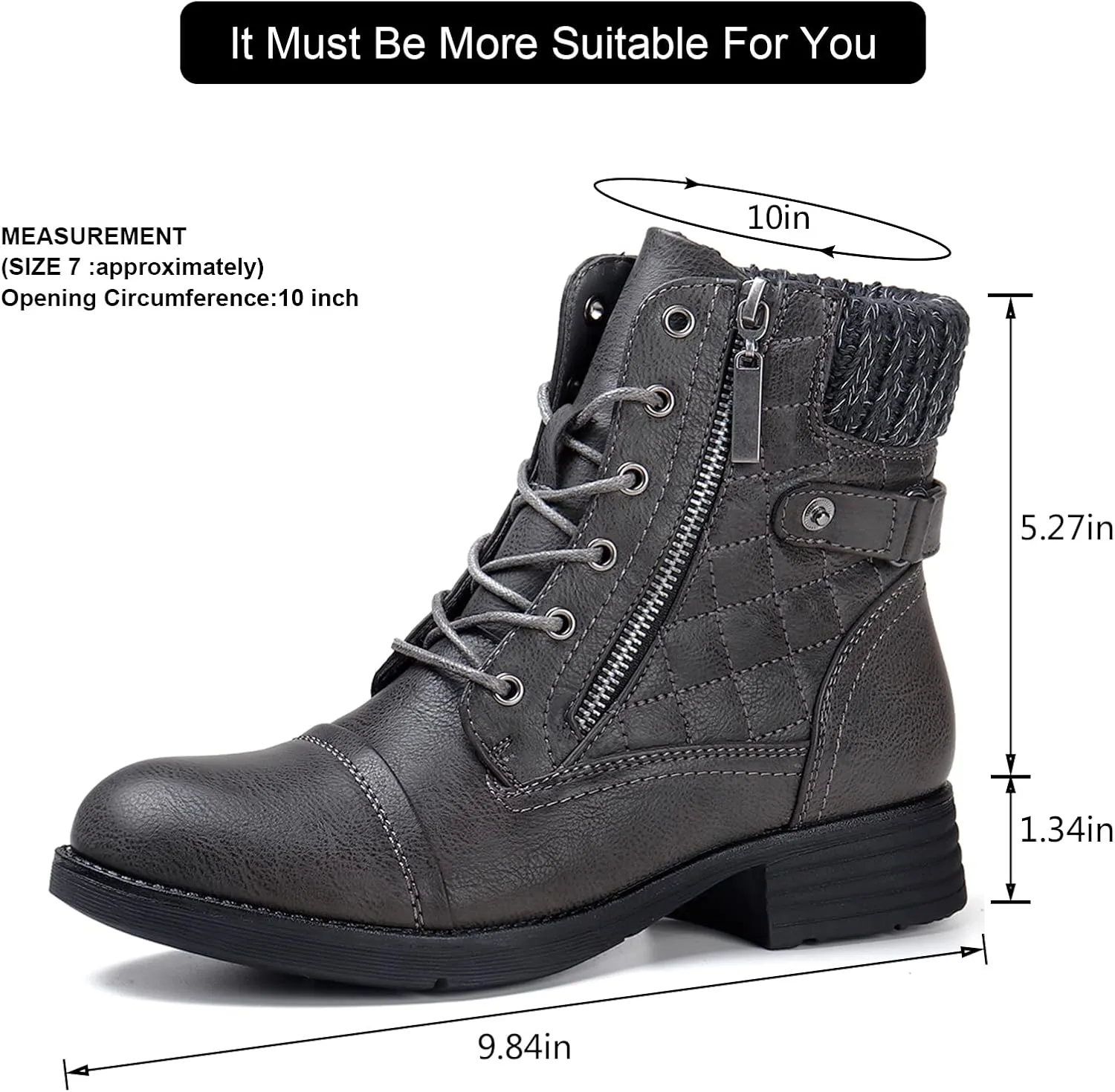 STQ Women's Combat Boots Lace up Ankle Booties