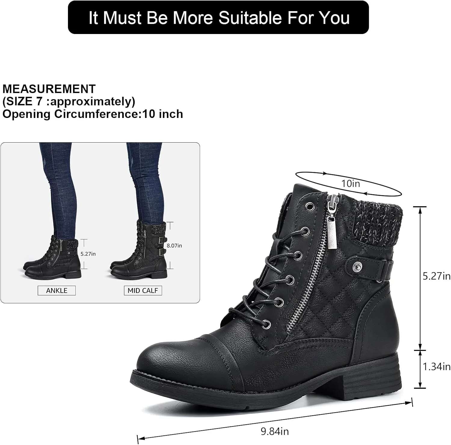 STQ Women's Combat Boots Lace up Ankle Booties
