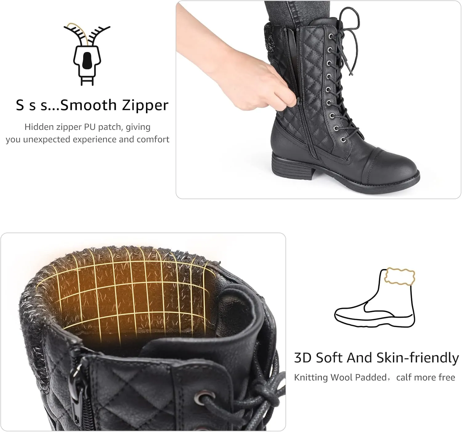 STQ Women's Combat Boots Lace up Ankle Booties
