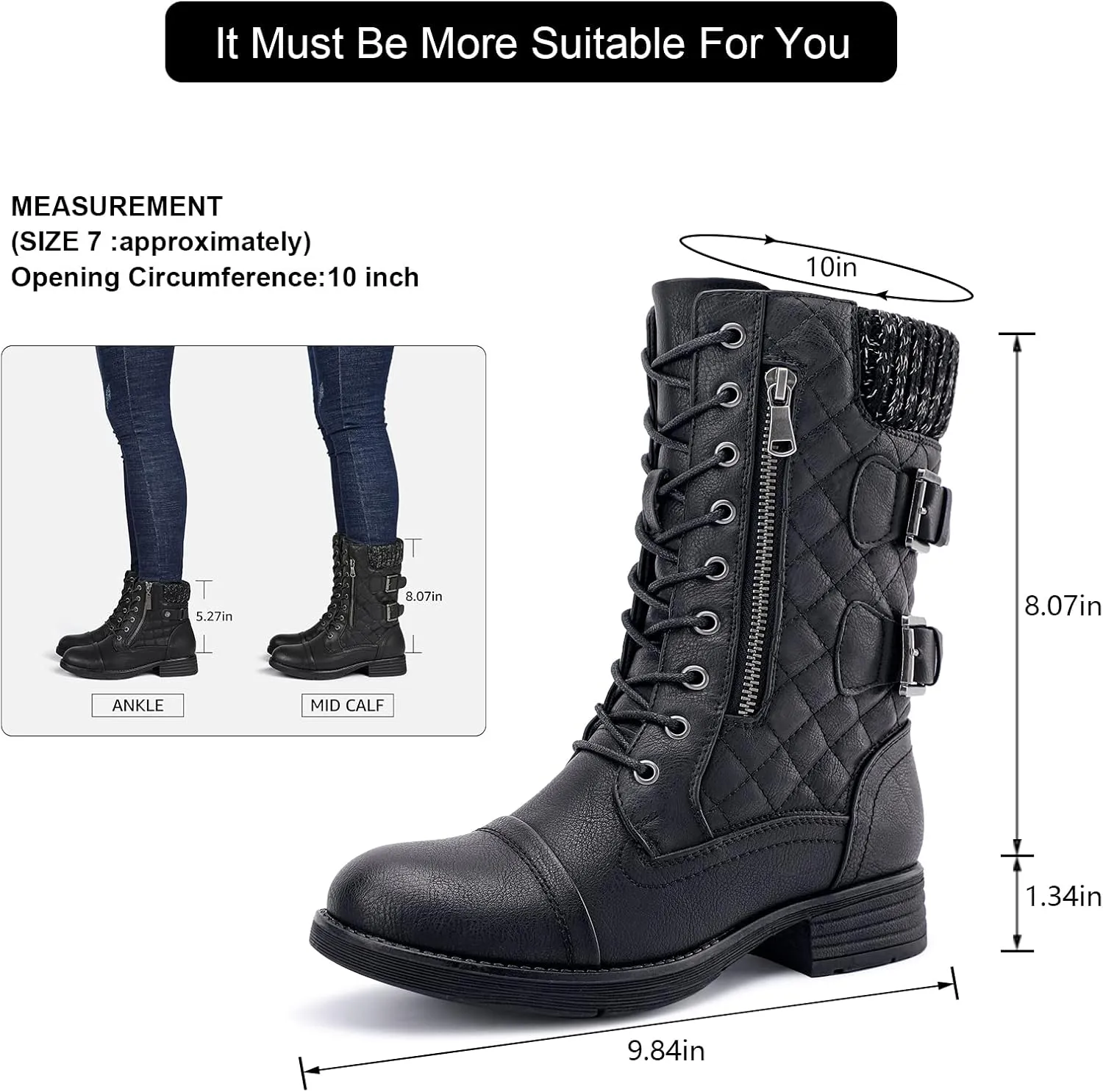 STQ Women's Combat Boots Lace up Ankle Booties