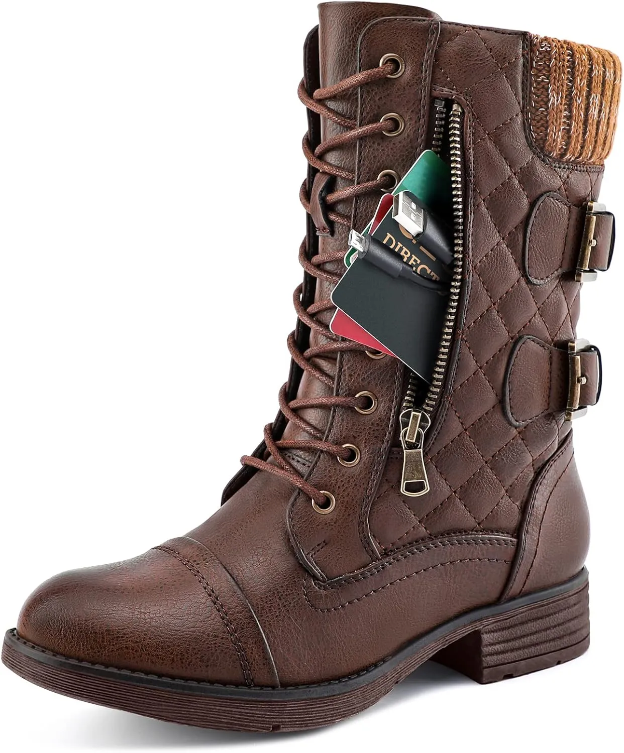 STQ Women's Combat Boots Lace up Ankle Booties