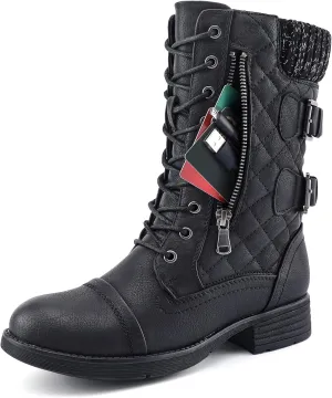 STQ Women's Combat Boots Lace up Ankle Booties