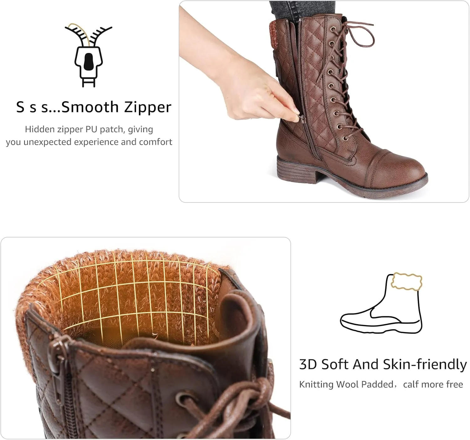 STQ Women's Combat Boots Lace up Ankle Booties